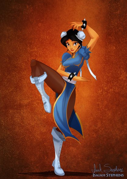Jasmine se transformou em Chun-Li (Street Fighter)