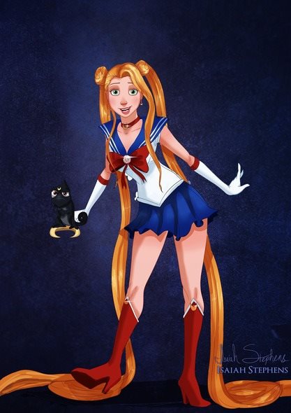 Rapunzel se transformou em Sailor Moon