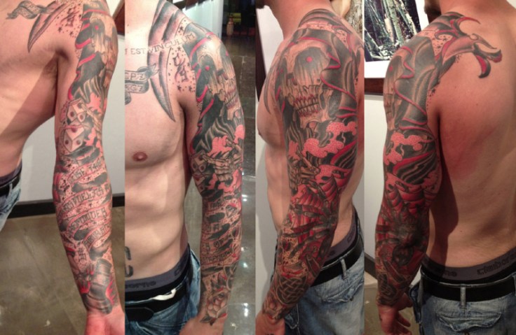large-skull-spider-web-sleeve-tattoo