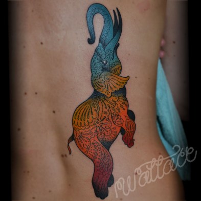 colorful-elephant-tattoo-on-back-body