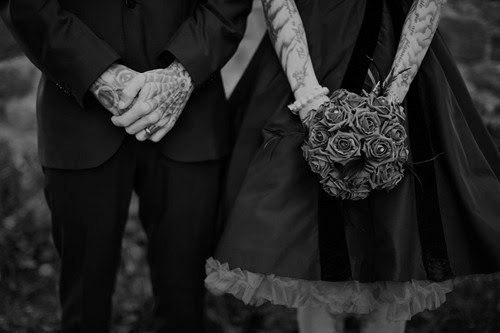 goth tattooed bride and groom