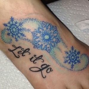 frozen tattoo on foot - let it go blue snowflake frozen disney-f92978