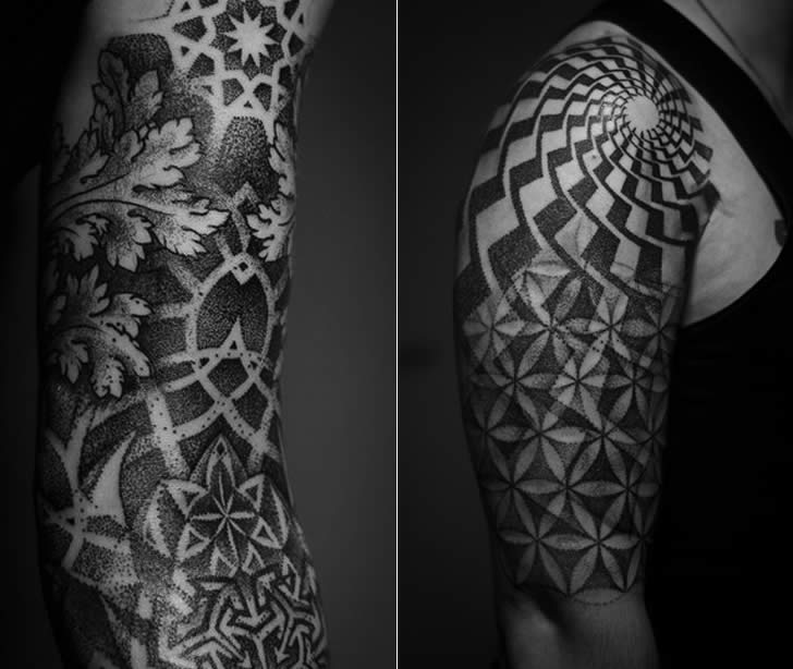 black-ink-geometric-tattoo-on-right-half-sleeve (1)