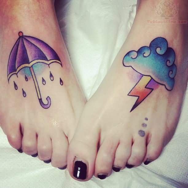 umbrella-and-cloud-tattoo-on-feet