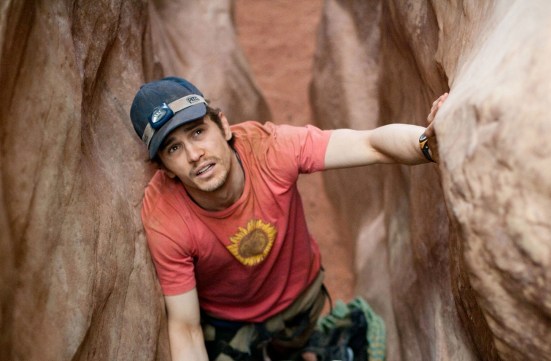The film '127 Hours' is nominated for an oscar for music, original score. '127 Hours' is also nominated for, best picture; Best Actor in a Leading Role, JAMES FRANCO; Film Editing; and Writing (Adapted Screenplay). RELEASE DATE: November 5, 2010. MOVIE TITLE: 127 Hours. STUDIO: Fox Searchlight Pictures. PLOT: A mountain climber becomes trapped under a boulder while canyoneering alone near Moab, Utah and resorts to desperate measures in order to survive. PICTURED: JAMES FRANCO as Aron Ralston.